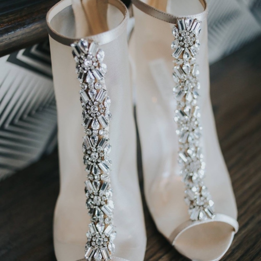 Badgley Mischka Jewel peep toe bridal bootie